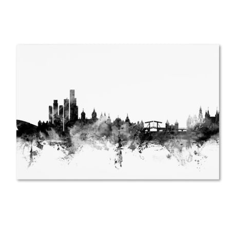 Michael Tompsett 'Amsterdam Skyline B&W' Canvas Art,12x19